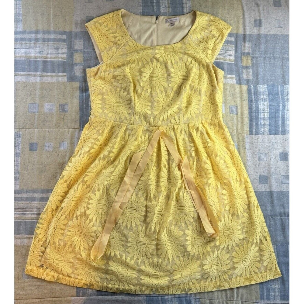 DB Established 1962 Yellow SunFlower Graphic Print Women's Dress Sz 14